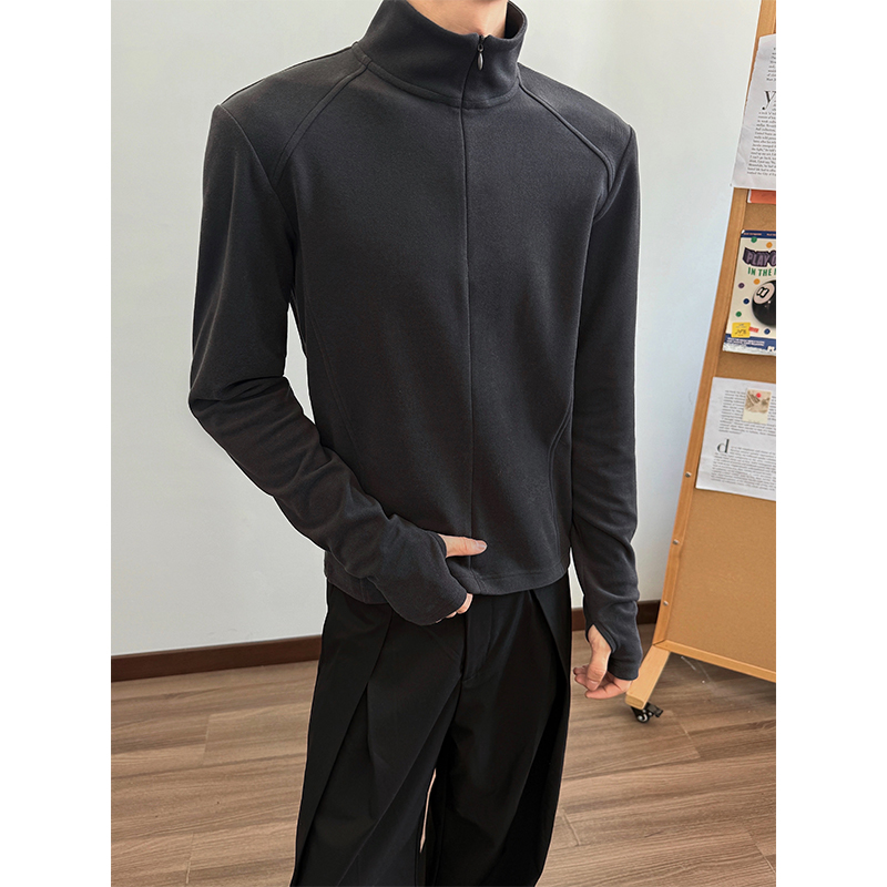 德绒拉链开衫卫衣男款秋冬季内搭正肩半高领长袖户外休闲运动外套