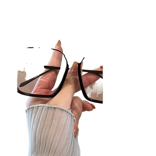 2025复古大框墨镜女网红方形腮红显瘦素颜眼镜高级感太阳镜下半框