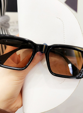 美式复古方形黑色墨镜窄框小脸小框太阳眼镜高级感ins欧美街拍潮