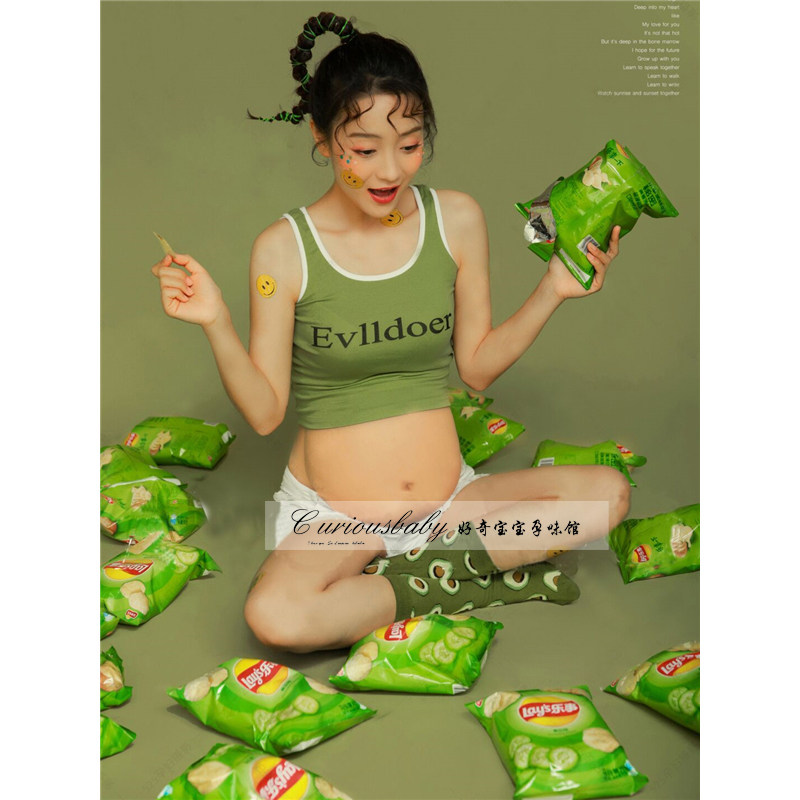 출산 사진 의류 작고 신선하고 귀여운 스타일 사진 스튜디오 출산 옷 임신 엄마 배꼽 사진 임신 사진 사진 옷