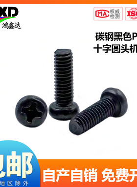 PM铁黑锌加硬十字圆头小螺丝盘头机螺钉M1M1.2M1.4M2M2.5M3M4mm