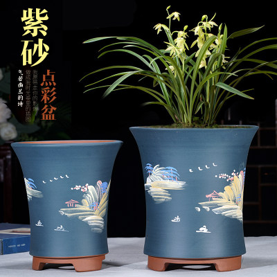 紫砂花盆兰花盆室内庭院简约大号精品高档陶瓷盆景盆特价清仓包邮