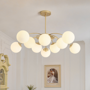 轻奢魔豆吊灯后现代网红大气玻璃泡球分子大厅灯斯堪 纳维亚创意