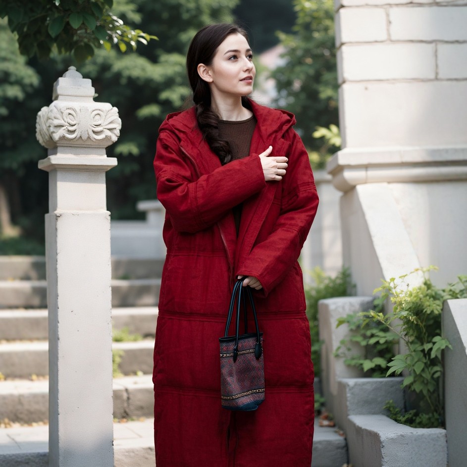 2024新款红色亚麻连帽长款保暖高端羽绒服过膝加厚外套,女装/女士精品,羽绒服,淘宝优惠券,粉丝福利购,淘宝优惠卷