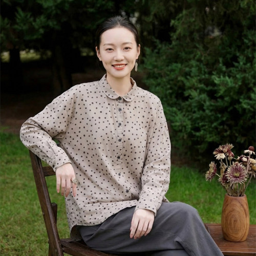 纯棉柔软童趣波点灯芯绒衬衫