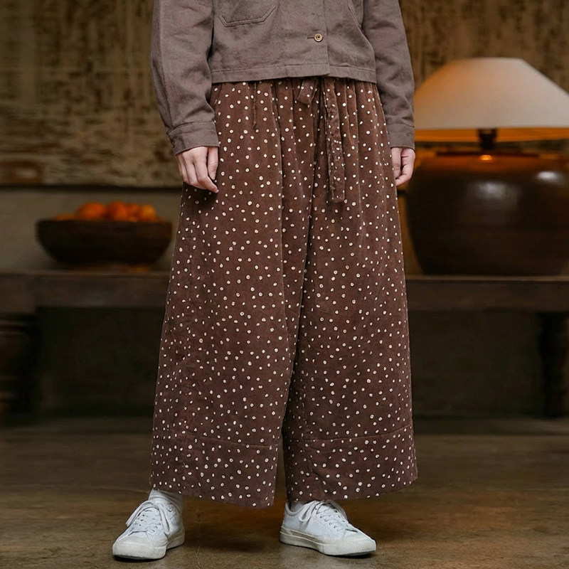 知笔墨2025冬款咖色米波点灯芯绒九分松紧腰直筒棉裤,女装/女士精品,棉裤/羽绒裤,淘宝优惠券,粉丝福利购,淘宝优惠卷