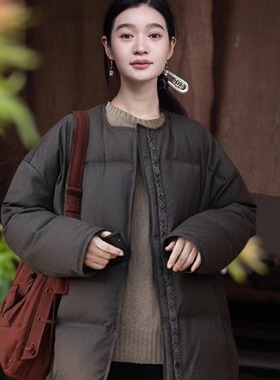 知笔墨高支初剪羊毛 95白鹅绒阔型织带羽绒服 2025冬季