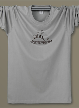 男士纯棉圆领长袖T恤春秋男式打底衫印花t恤休闲宽松有大码黑白灰