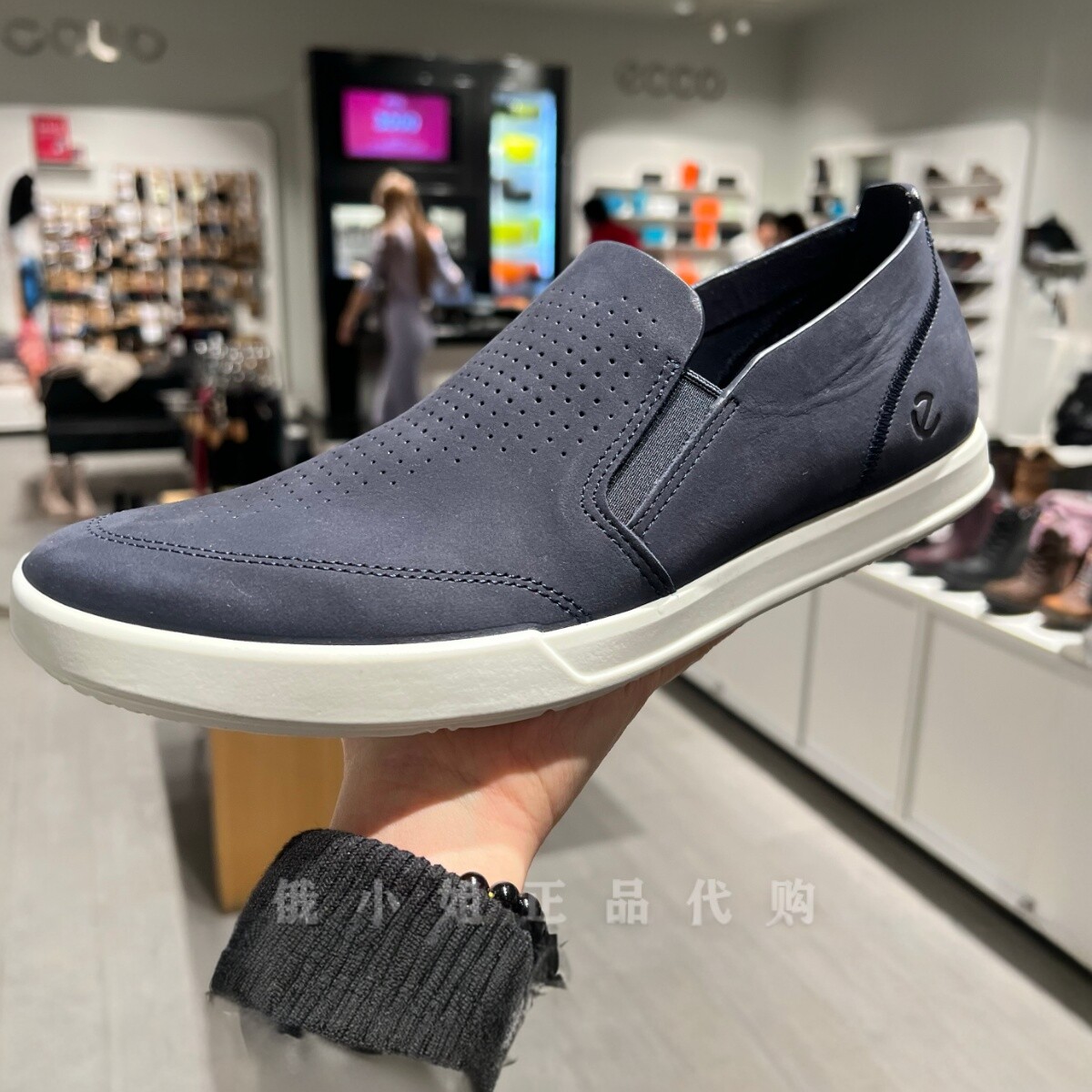 ECCO爱步男鞋25夏季新款一脚蹬乐福鞋透气轻便软底休闲鞋551114