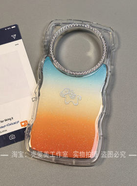 适用于OPPOfindx8pro手机壳镶钻镜框x8s+渐变闪粉小马标x8ultra波浪气囊防摔reno15c小众reno14/13硬壳A6pro