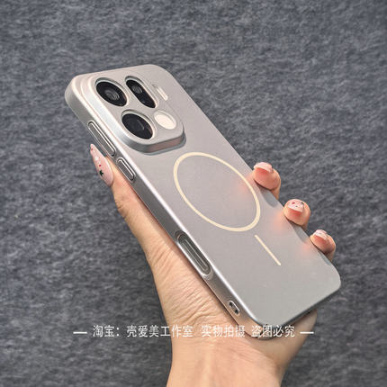 轻薄磨砂OPPOfindx9pro手机壳简约findx8金属漆时尚x7ultra高品质硬壳reno15细圈磁吸14小众防指纹13/12精孔