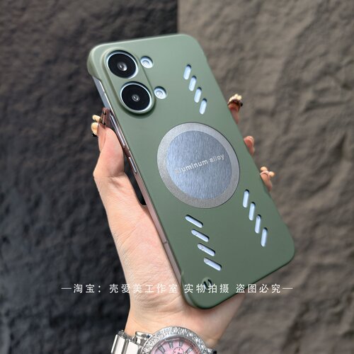 磁吸款适用于红米turbo5max潮酷风镂空散热孔无边框石墨烯小米15pro硬壳K60/K50/K40轻薄款磨砂手感男生款