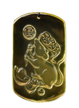 金耗催吉福鼠献桃黄水晶吊坠饰物饰品鼠形饰品男女礼物