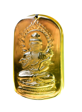 黄水晶属马人大势至菩萨男女吊坠