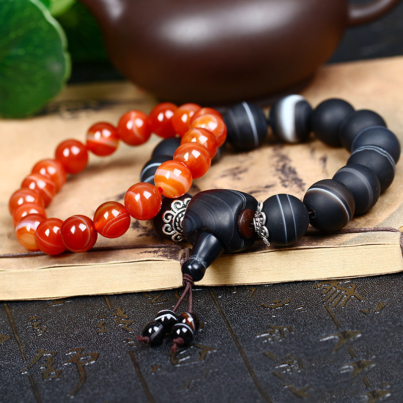 天然红蚕石手链影子石手链石碑护身符饰品男女