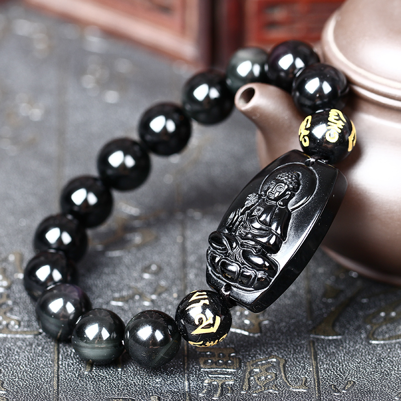 属狗属猪阿弥陀佛圣谛福运阵龙德护岁阵本命佛手链黑曜石男女