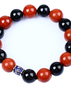 天然红蚕石红竹石手链石碑护身符