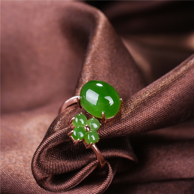 925纯银包玉和田碧玉戒指女网红送女友情人老婆银戒指12372