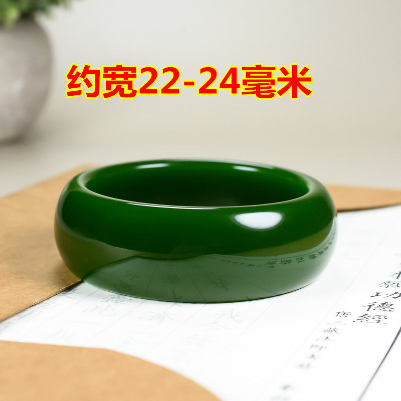 玉翡缘玉器新疆和田碧玉手镯女款菠菜绿加宽加厚轮胎款碧玉镯子A
