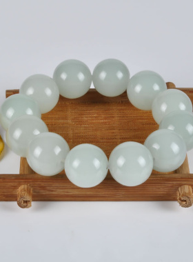 玉器新疆和田级白玉手链18mm圆珠手串男女款手链手串