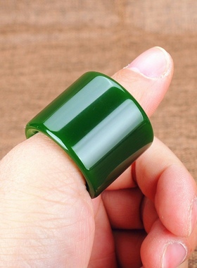 青松新疆碧玉扳指戒指原矿和田羊脂玉碧玉满绿扳指指蜀黍