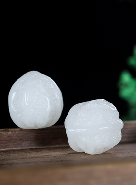 青山玉业新疆和田玉羊脂白玉核桃手把玩件玉核桃健身球玉手玩件小