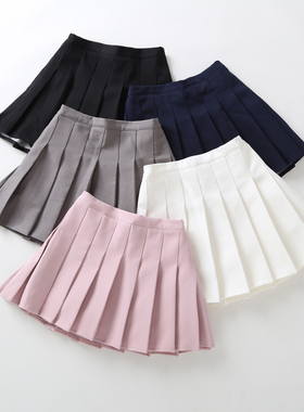 女童半身裙2026春夏季女孩百搭白色百褶裙JK制服裙子黑色韩版短裙