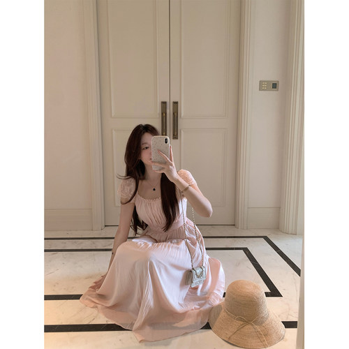 萌萌Ja高腰长裙显瘦蕾丝连衣裙