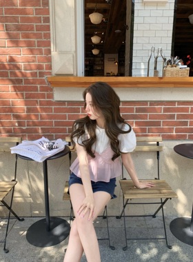 萌萌Ja」小piu亮美人鱼 小众设计叠穿亮片吊带荷叶边小心机上衣女