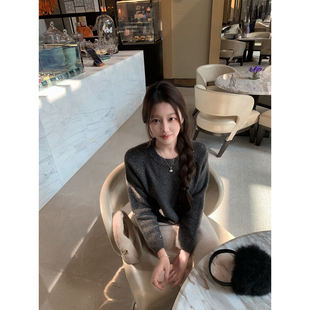 萌萌Ja 两色高级感珠片针织毛衣宽松套头上衣打底女秋冬 许我耀眼