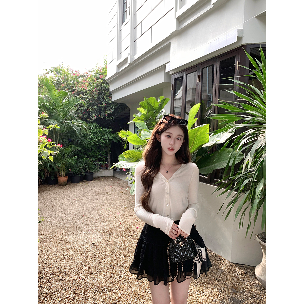 萌萌Ja微透针织开衫外套上衣