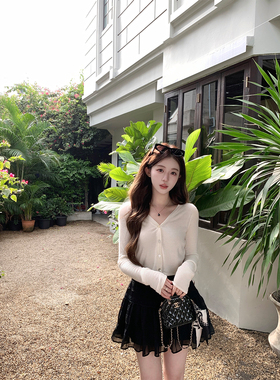 萌萌Ja 弥夏晚风~两色夏季防晒微透针织开衫外套温柔百搭修身上衣