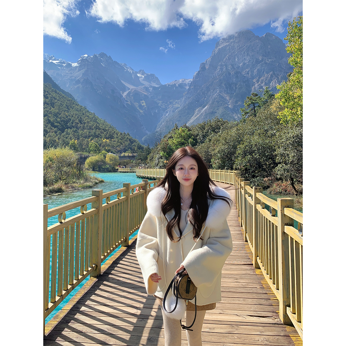 萌萌Ja毛领双面呢羊毛大衣秋冬女