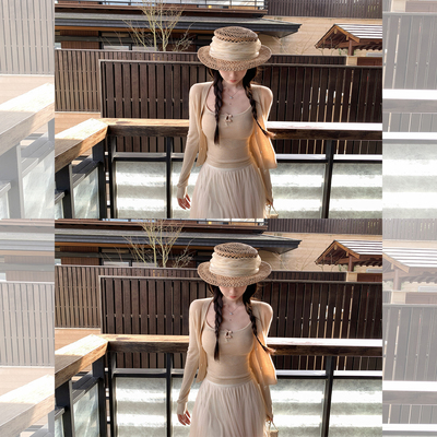 萌萌Ja两色纯欲V领针织开衫吊带