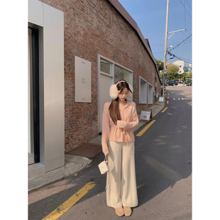 萌萌Ja 苔原心扉~两色马海毛针织开衫绑带设计连帽毛衣内搭上衣女