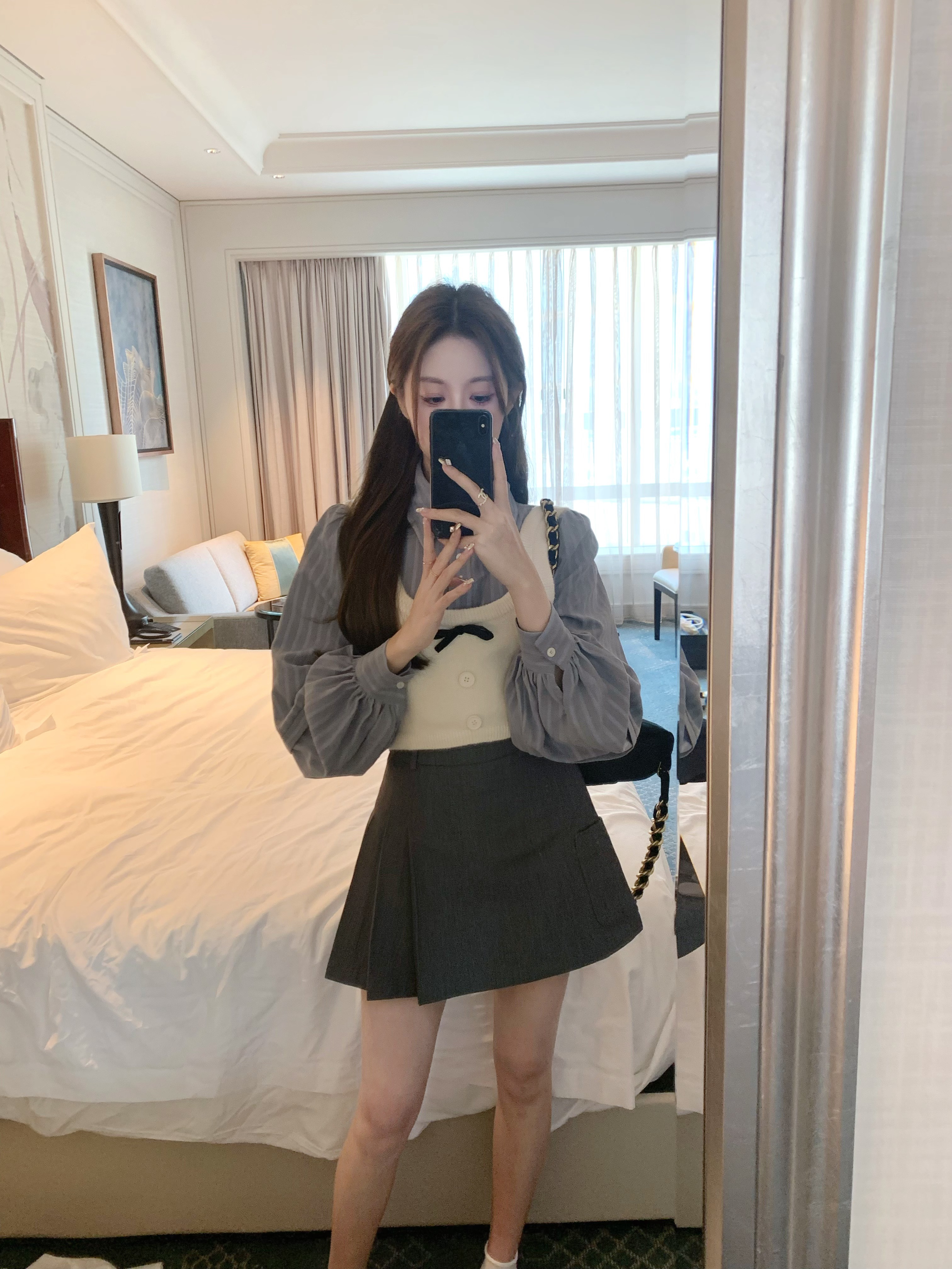 萌萌Ja」蝴蝶结小针织背心