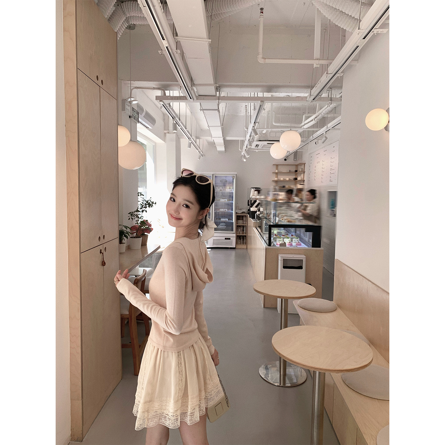 萌萌Ja气质连帽针织开衫女秋季