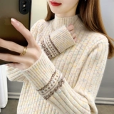 Демисезонный свитер, приятный телу лонгслив, высокий воротник, увеличенная толщина, оверсайз, в западном стиле