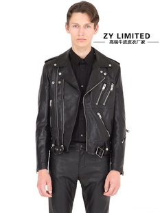 GD宋仲基同款头层牛皮双拉链SLP风格机车真皮皮衣男皮夹克外套