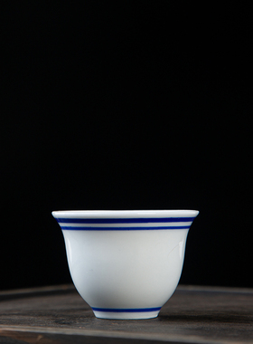 景德镇陶瓷酒杯烈酒杯白酒杯蓝边小酒盅中式怀旧粗瓷青花瓷酒杯