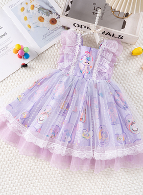 女宝宝礼服生日装公主裙女童夏季连衣裙时尚儿童洋气蓬蓬裙卡通裙