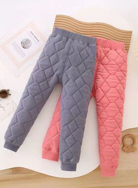 儿童装男童女童冬装裤子新款中小童一体绒加绒加厚冬季棉裤秋冬款