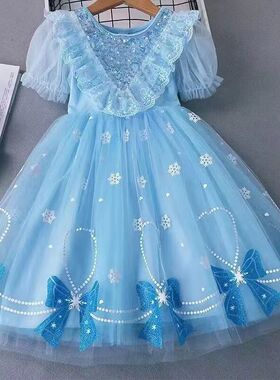 夏季童装女童小女孩宝宝纱裙短袖洋气儿童公主裙子中小童新款夏装