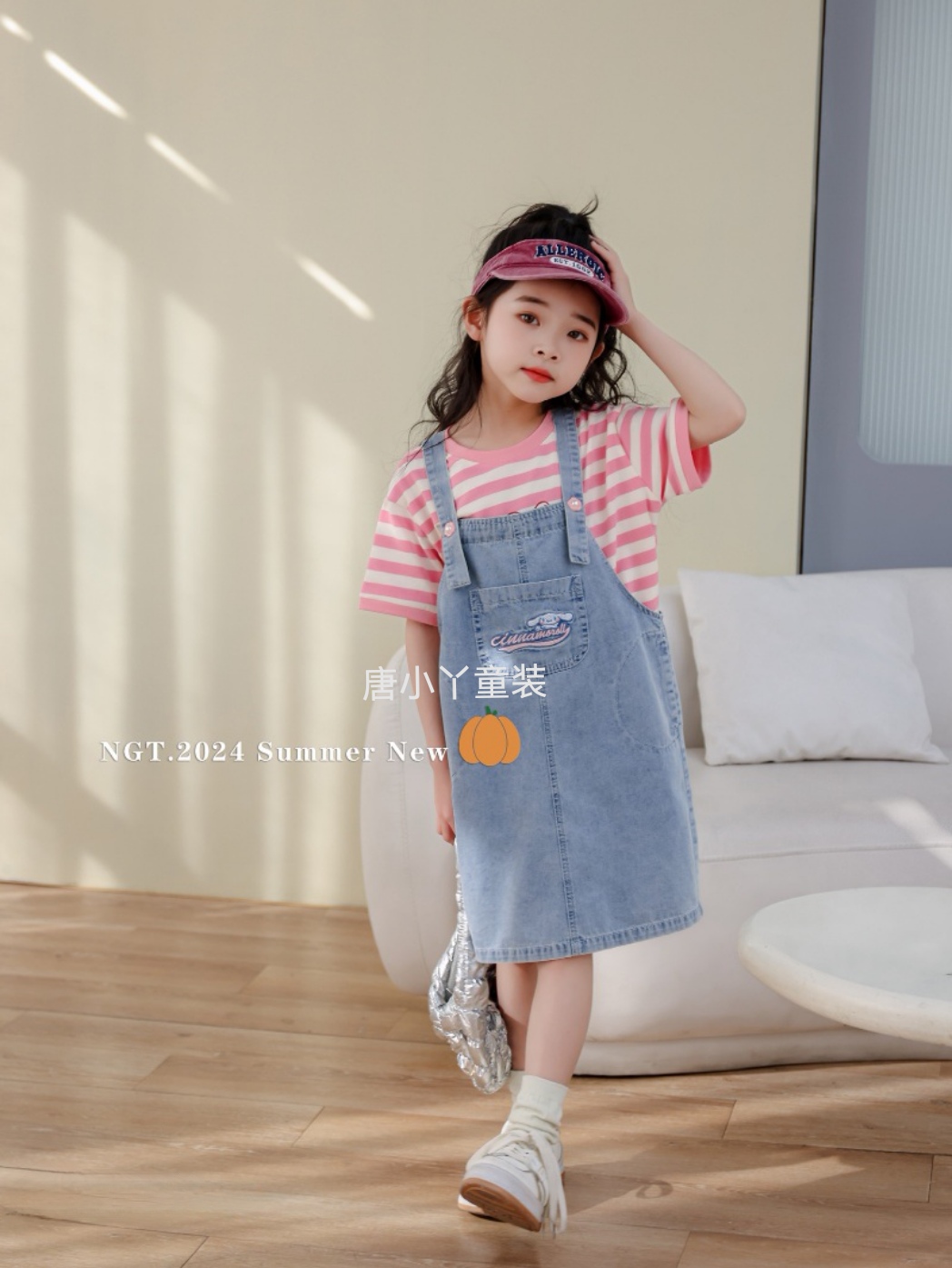 南瓜田女童牛仔背带裙玉桂狗纯棉超薄夏款连体裙中大童青少年
