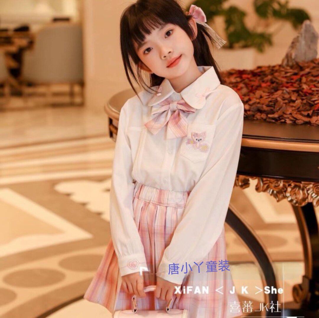 喜蕃jk女童学院风套装玲娜贝儿蝴蝶结领衬衫百褶裙领带英伦风