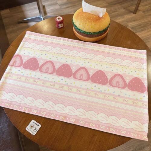 草莓系列日系古早桌布桌布韩式手作背景布卧室装饰卡通书桌垫