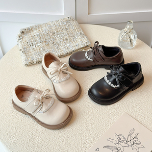 女童公主鞋2026春新款学院风蝴蝶结小皮鞋女软底儿童鞋配裙子单鞋