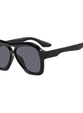 新款时尚双梁欧美ins网红街拍墨镜女小众设计感防晒个性太阳眼镜