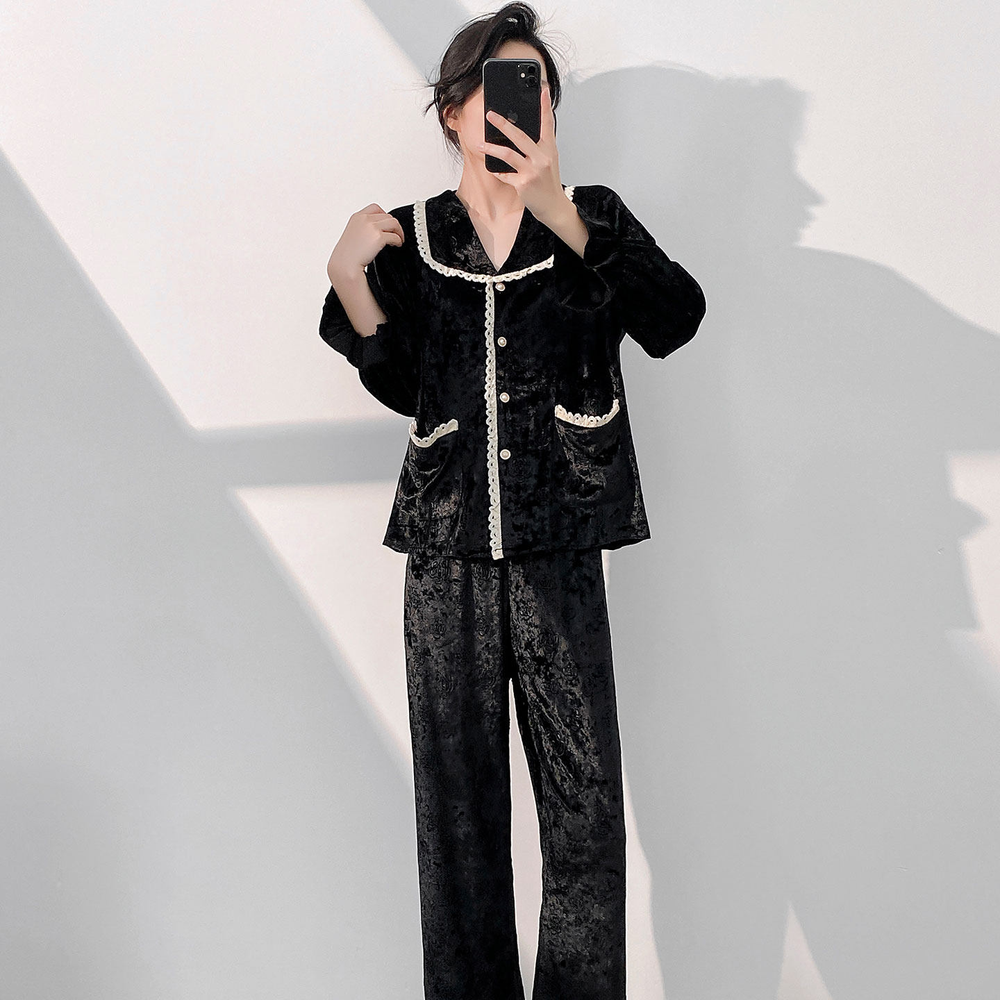 女士轻奢睡衣气质翻领长袖长裤女秋季高级感可外穿金丝绒家居服女,女士内衣/男士内衣/家居服,睡衣/家居服套装,淘宝优惠券,粉丝福利购,淘宝优惠卷