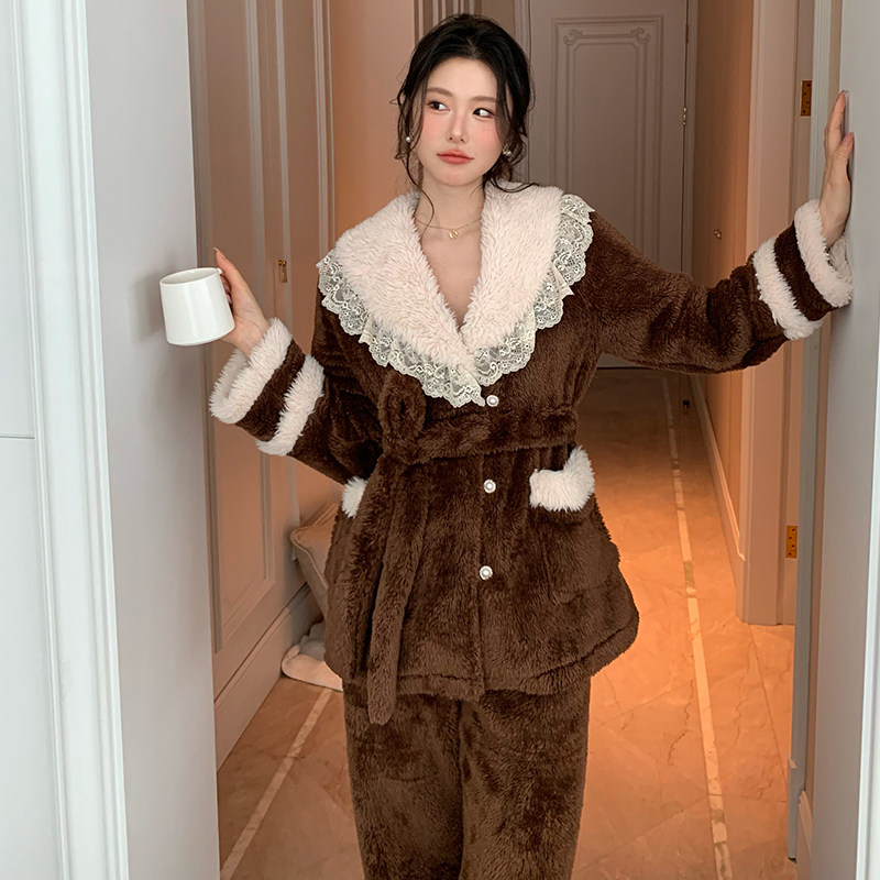 法式睡衣冬季新款长袖长裤厚绒套装公主风保暖家居服可外穿女士,女士内衣/男士内衣/家居服,睡衣/家居服套装,淘宝优惠券,粉丝福利购,淘宝优惠卷